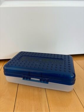 Spacemaker Y2K Vintage Blue and Transparent Plastic pencil box case